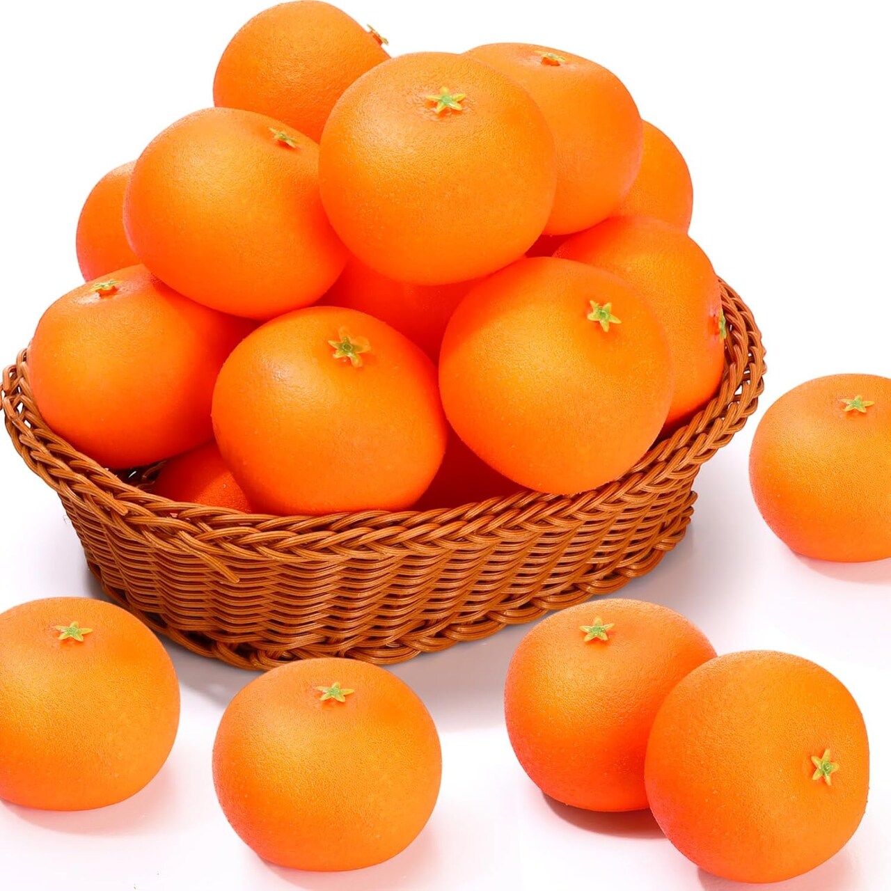 24PCS Artificial Oranges for Decoration, Realistic Faux Orange Fruits, 3-Inch Lifelike Foam Citrus Display for Fruit Bowls, Table Centerpieces, Home Kitchen Decor, Wedding Party & Photography Props